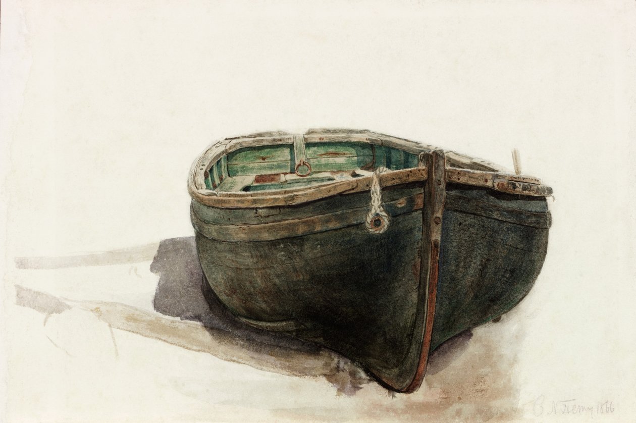 Studie af en jolle (blyant og akvarel på papir) af Charles Napier Hemy