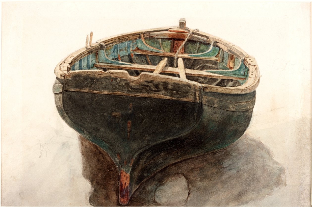 Studie af en jolle (blyant og akvarel på papir) af Charles Napier Hemy