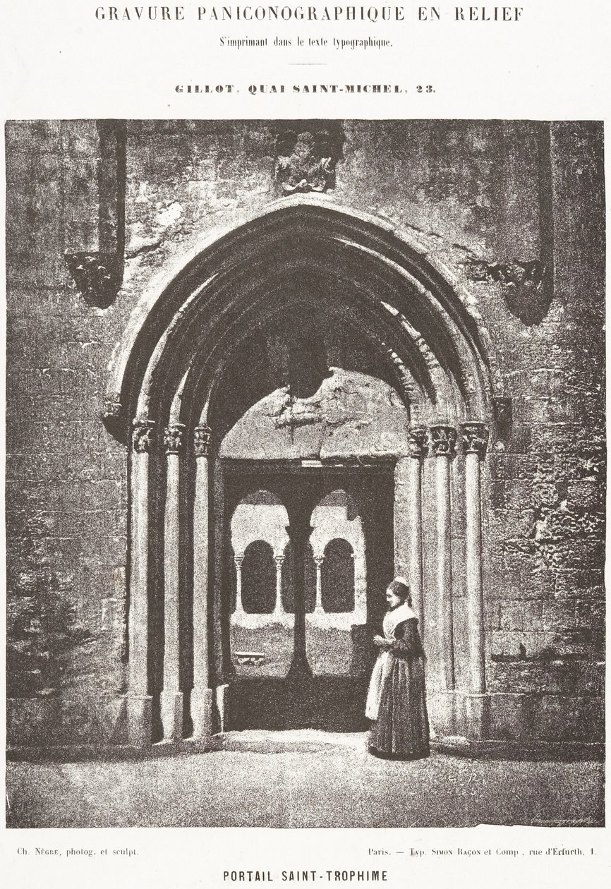 Saint-Trophime-porten; Indgangen til klostergården, Arles, Saint-Trophime-metropolitankirken af Charles Nègre
