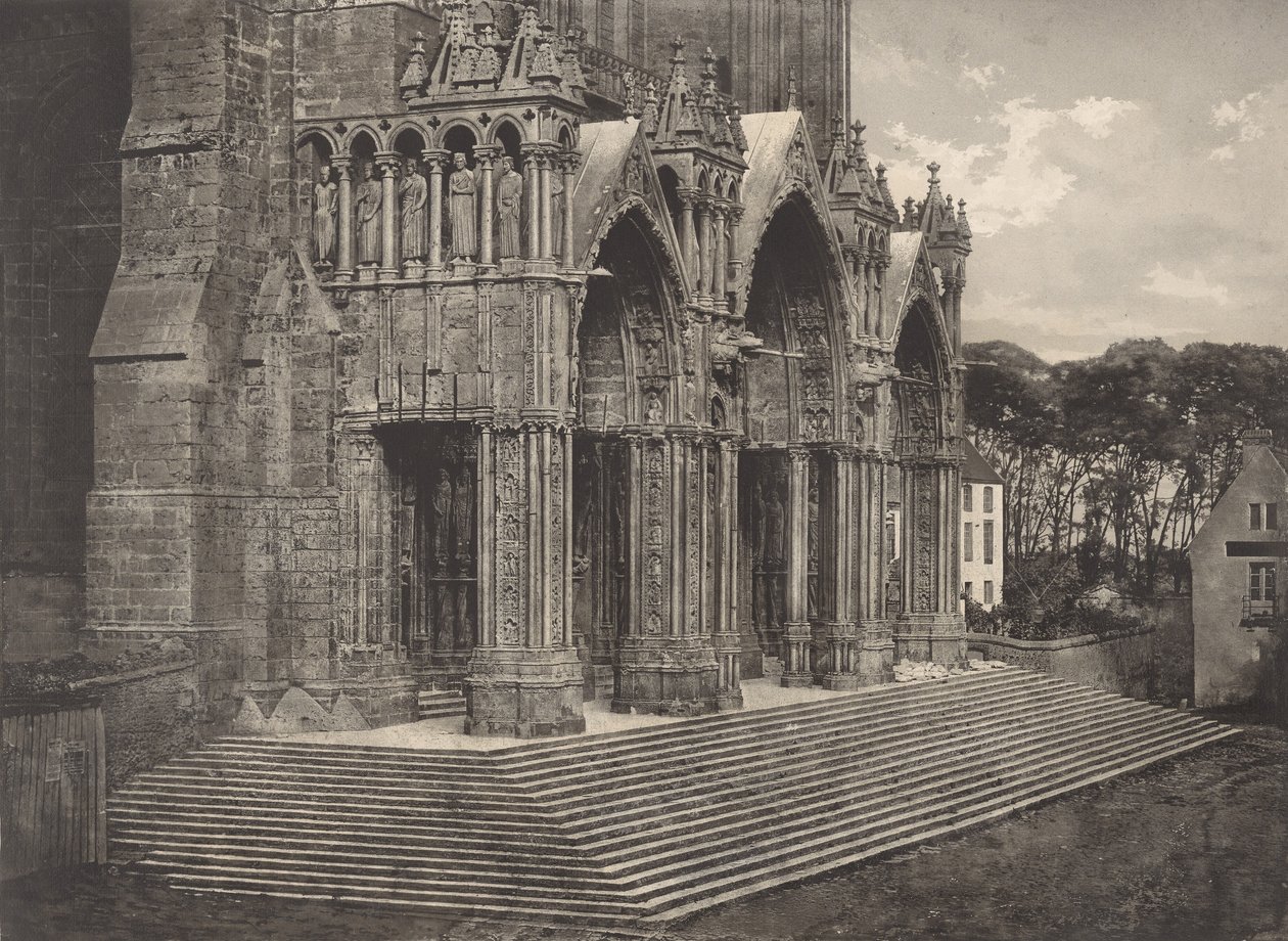 Plate XII Chartres Cathedral, Portico du Midi Plate XII Chartres Cathedral..., 1855. af Charles Nègre
