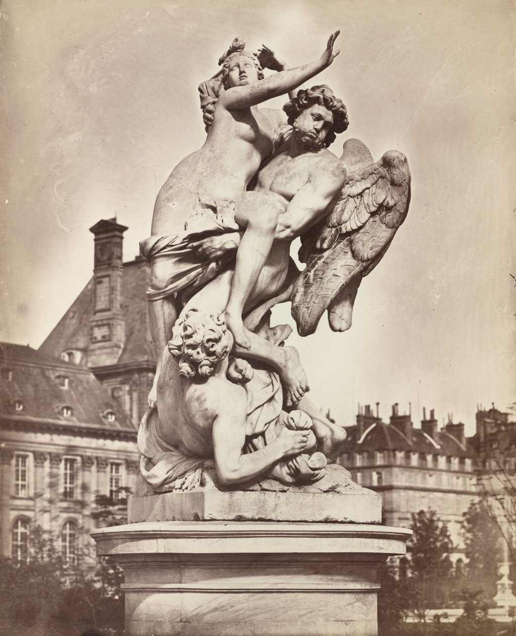 Statue des Tuileries: G. Marsy og A. Flamen: Boreas bortfører Orythia,1859 (foto) af Charles Nègre