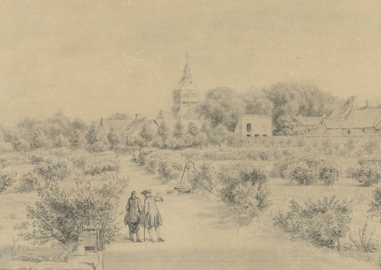 Udsigt over landsbyen Marigny Udsigt over Clocher og en del af landsbyen Marigny fra Salon du Château (titel på objektet) af Charles Nicolas Cochin (II)