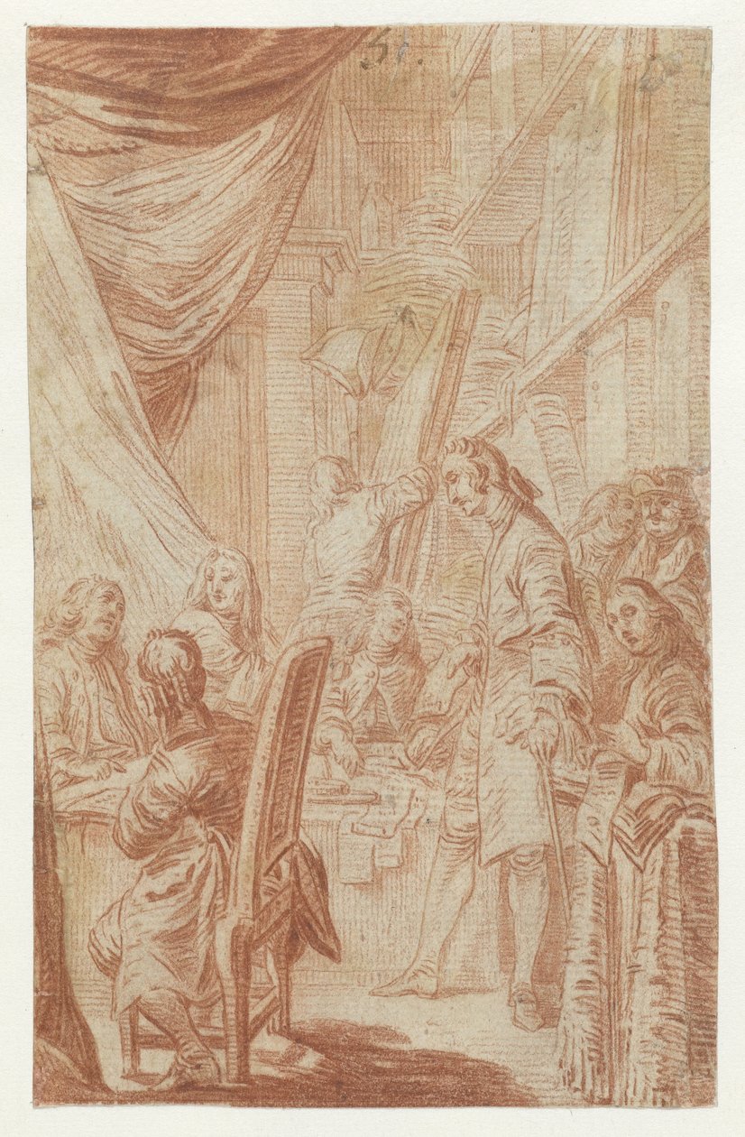 Interiør af et notar- eller lotterikontor af Charles Nicolas Cochin (II)