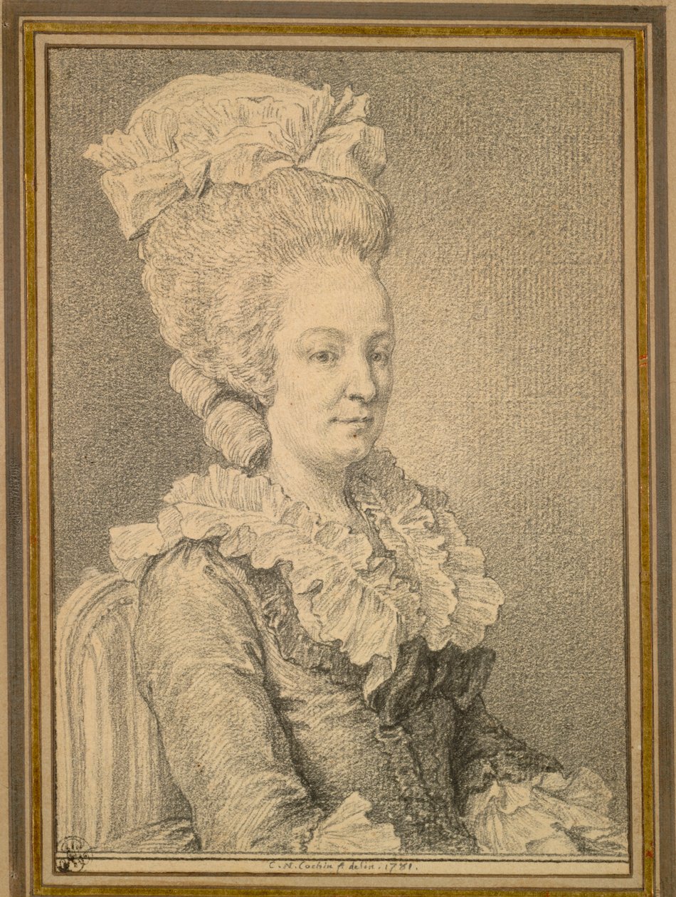 Portræt af en siddende kvinde i halv længde, 1781. af Charles Nicolas Cochin