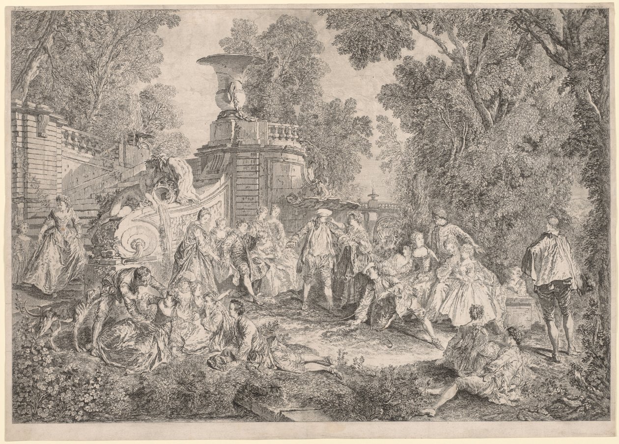 The Game of Blind Mans Bluff, 1739. af Charles Nicolas Cochin