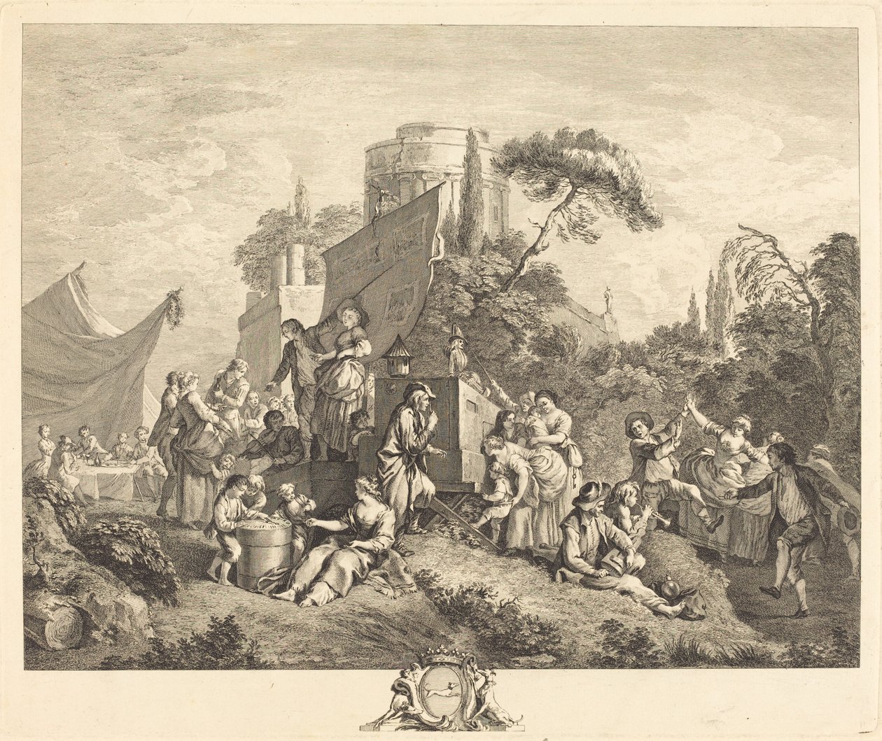 Landsbymesse af Charles Nicolas Cochin I after François Boucher