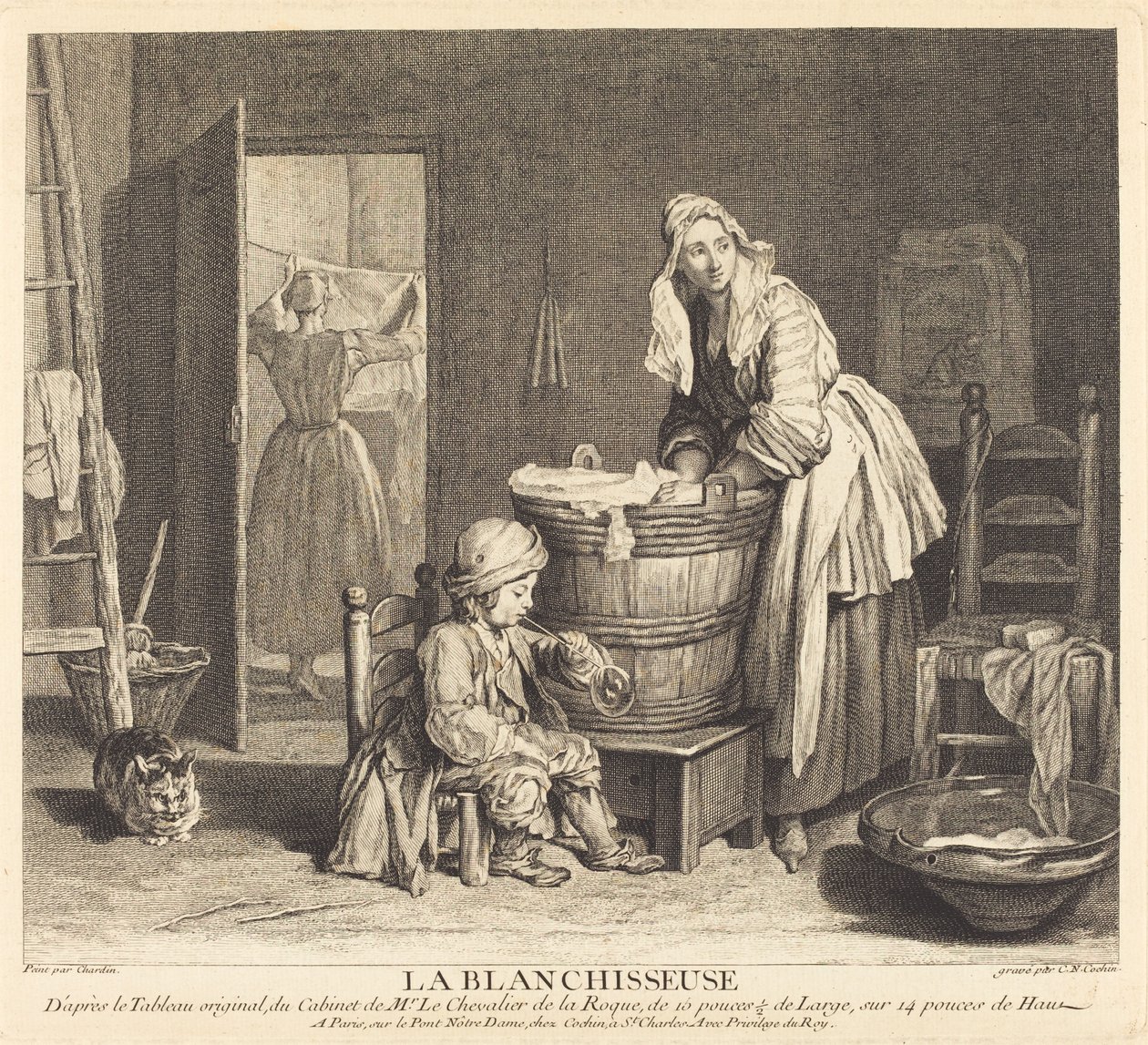 Vaskeren af Charles Nicolas Cochin I after Jean Siméon Chardin