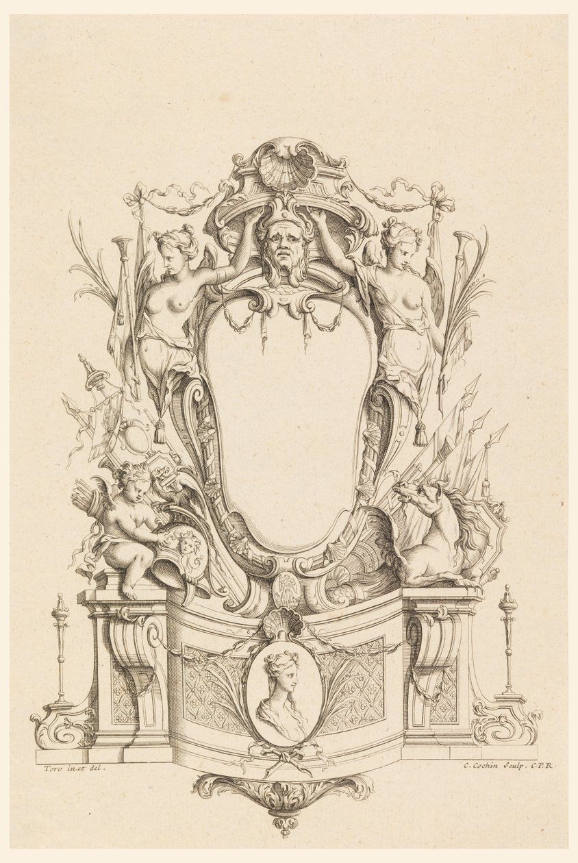 Design til patron fra "Newly Invented Cartridges" af Charles Nicolas Cochin the younger