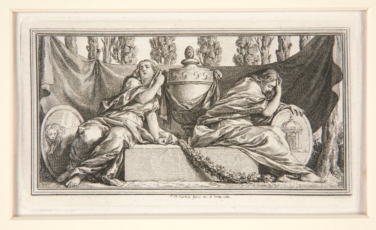 Begravelsesvignet for frue de France, hertuginde af Parma af Charles Nicolas Cochin the younger