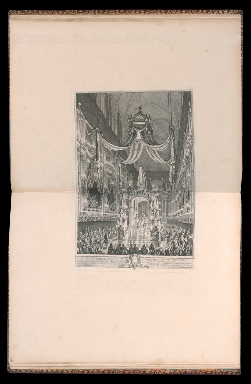 Begravelse af Marie Thérèse fra Spanien, Frankrigs Dauphine, i kirken Notre Dame, Paris af Charles Nicolas Cochin the younger