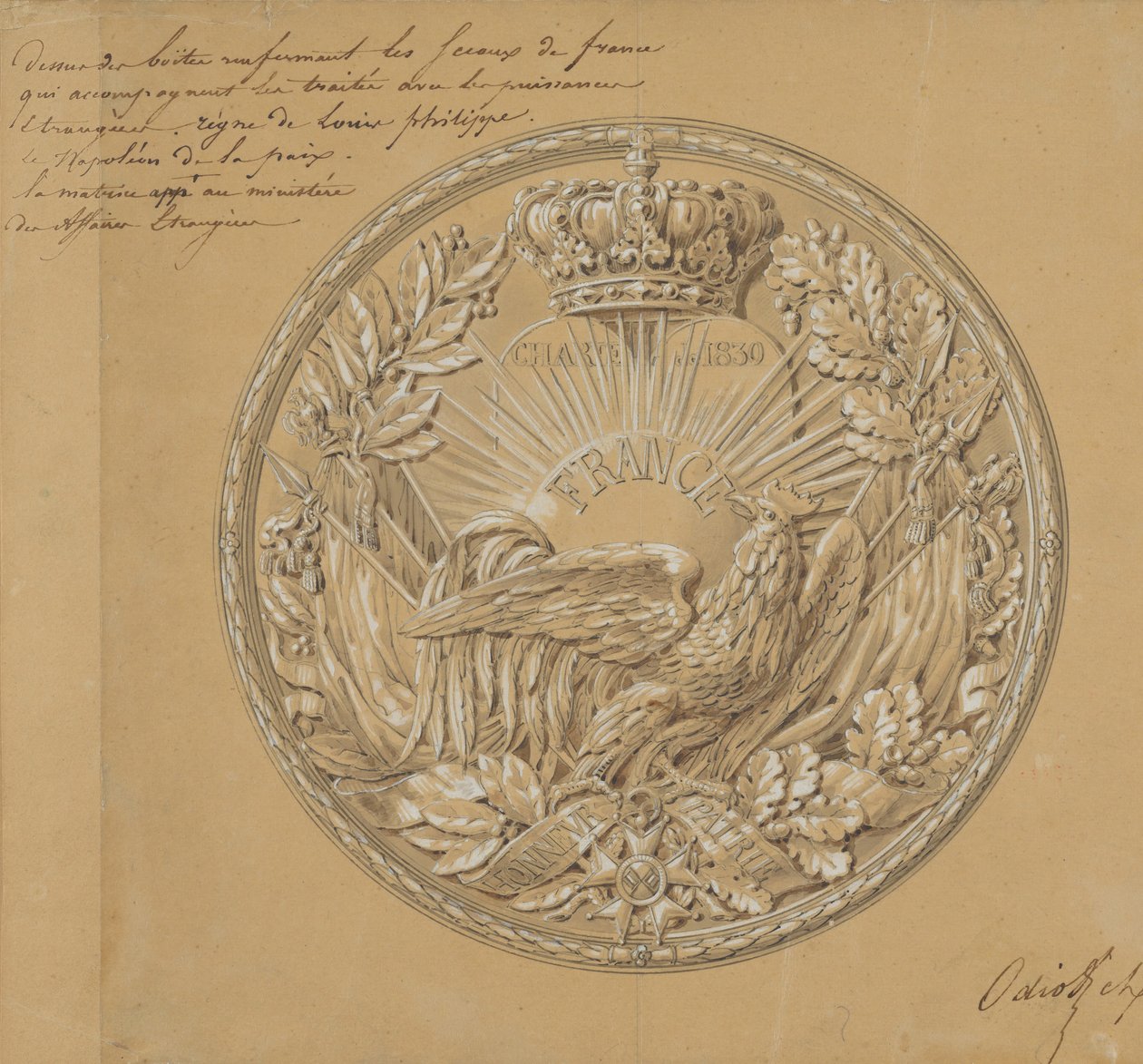 Design til medaljen til minde om charteret af 1830, 1830. af Charles Nicolas Odiot
