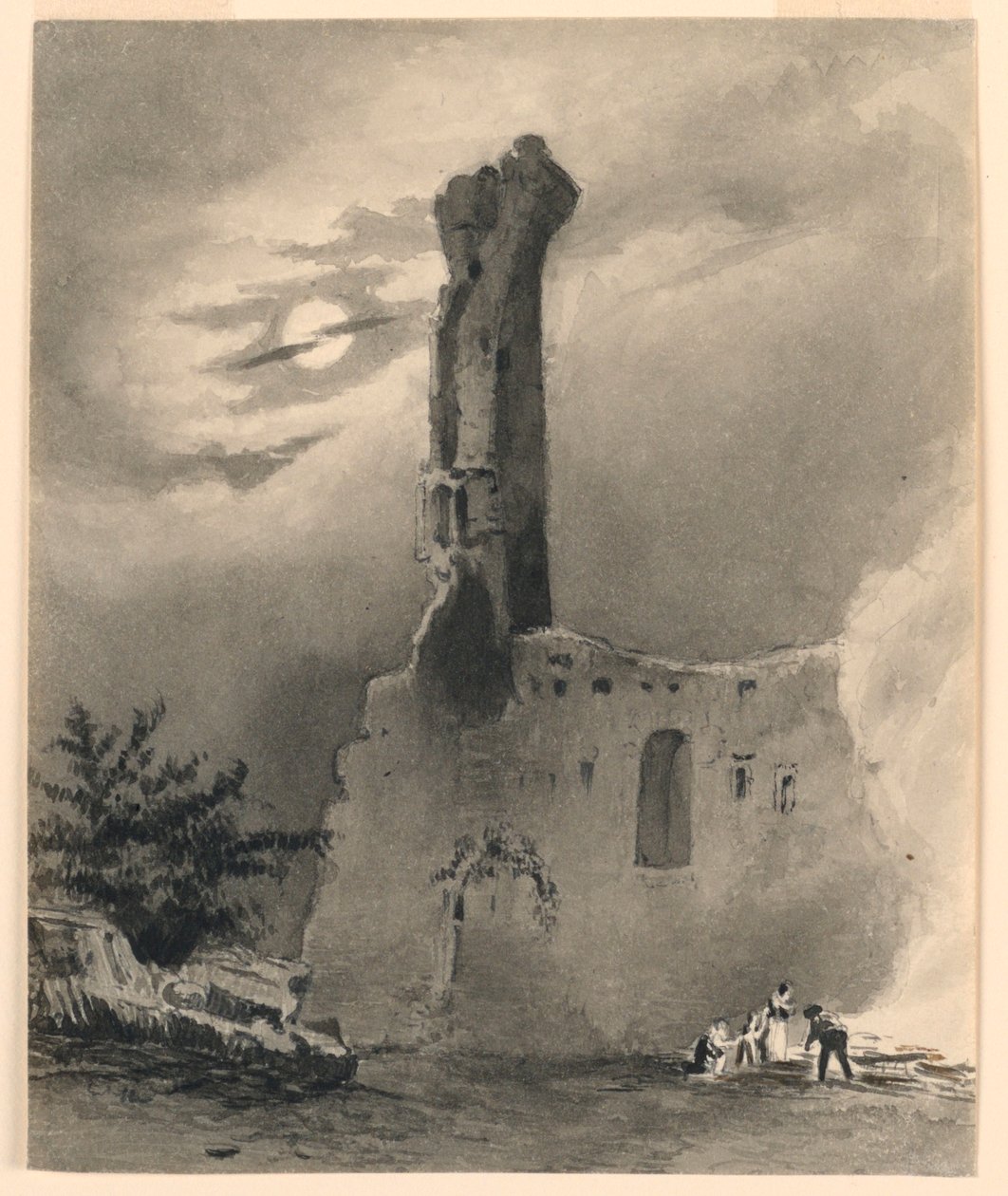 Ruinerne af et middelalderligt slot af Charles Nicolas Ransonnette