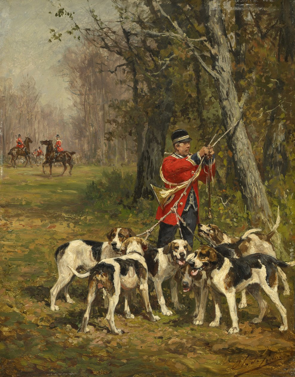 Jagthunde, ca. 1850-97 af Charles Oliver de Penne