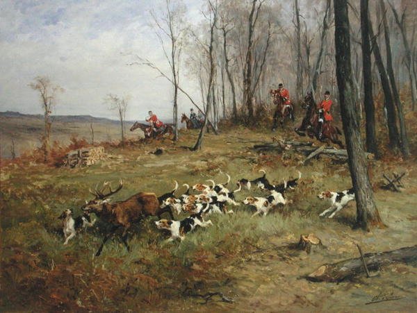 Jagten (olie på lærred) af Charles Oliver de Penne