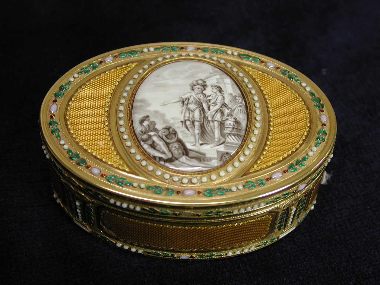 Snusdåse med miniature, der forestiller Telemachos afgang fra Egypten, 1780-81. af Charles Ouizille