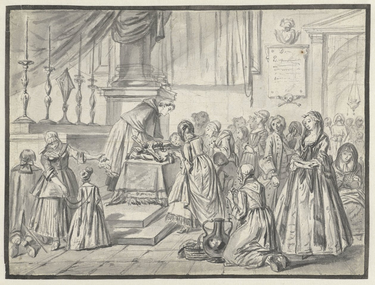 Kirkelig scene med korsdyrkelse langfredag af Charles Parrocel