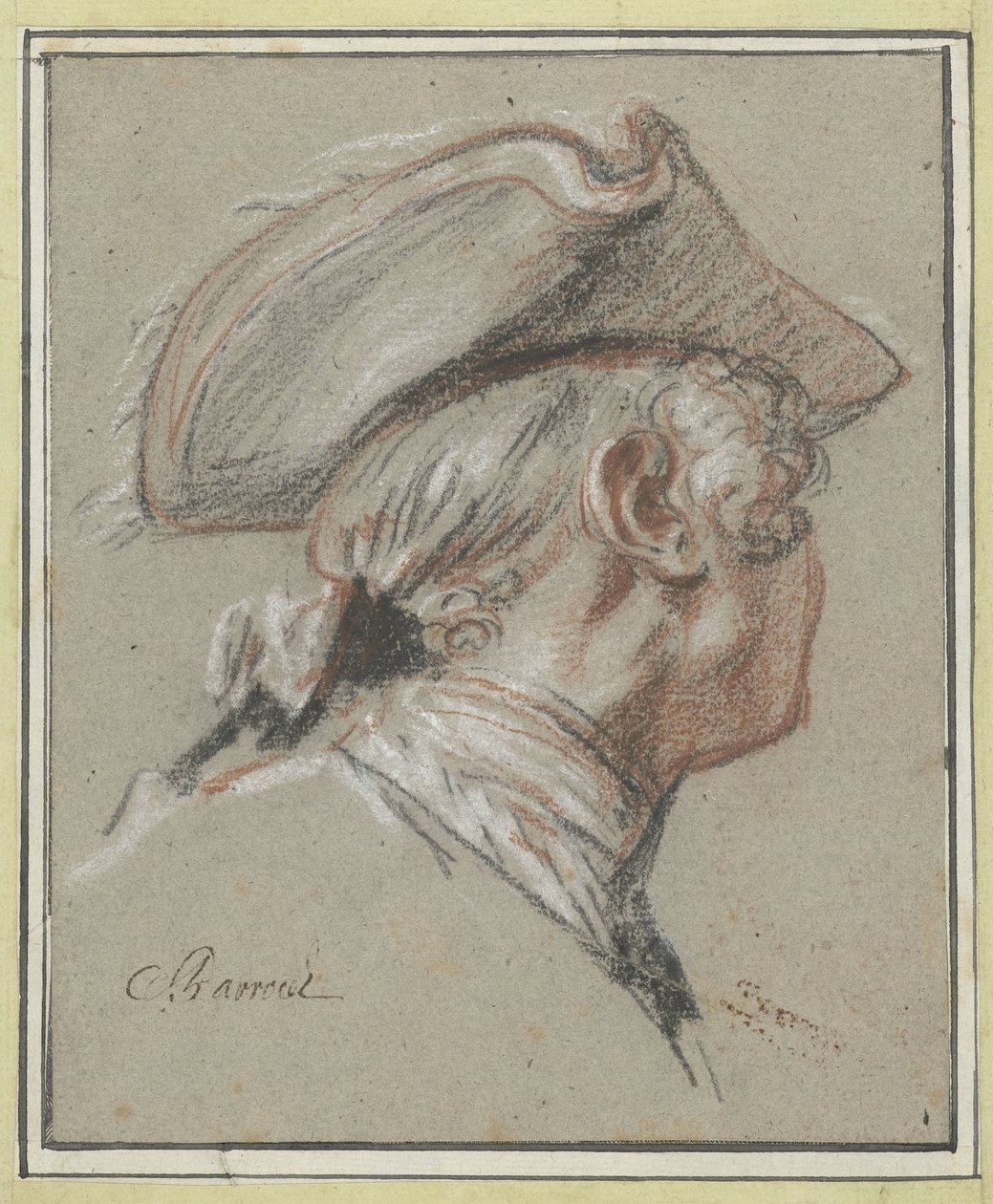 Studie af et hoved Studiehoved, parykker og med tricorne af Charles Parrocel