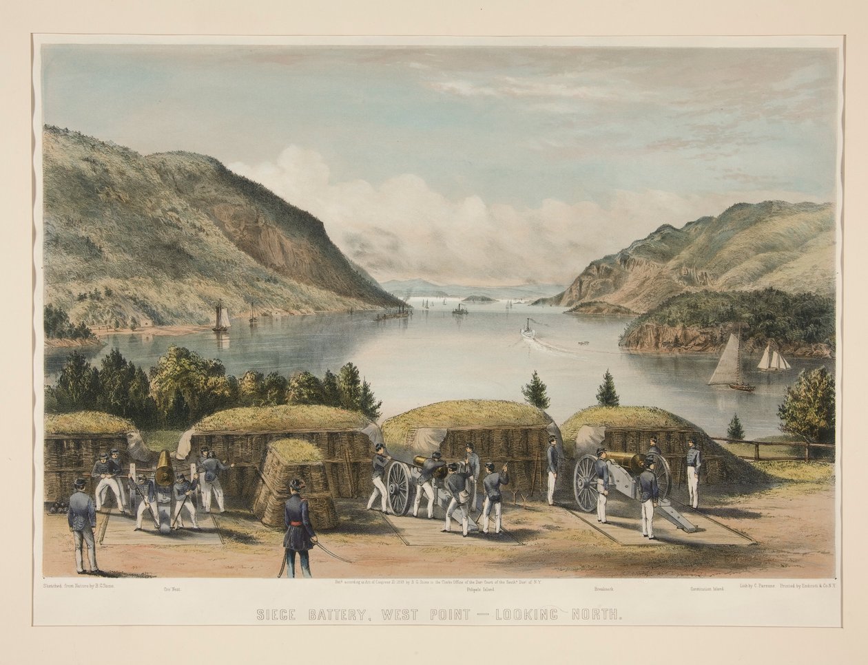 Siege Battery, West Point - Ser mod nord af Charles Parsons