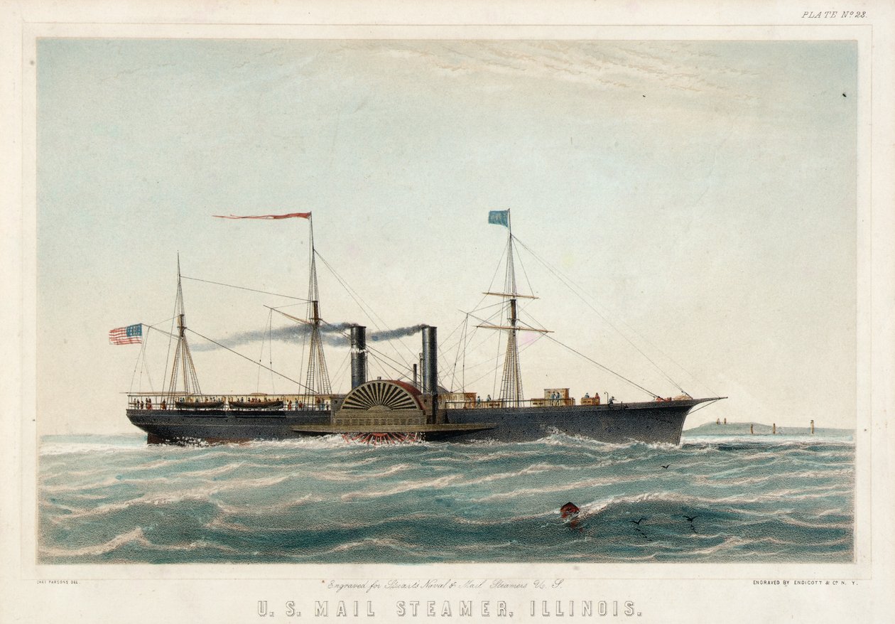 Dampskib med amerikansk post, Illinois af Charles Parsons