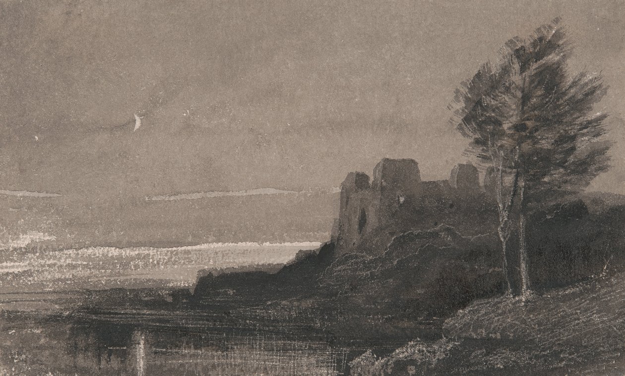 Et slot ved vandet ved måneskin af Charles Parsons Knight