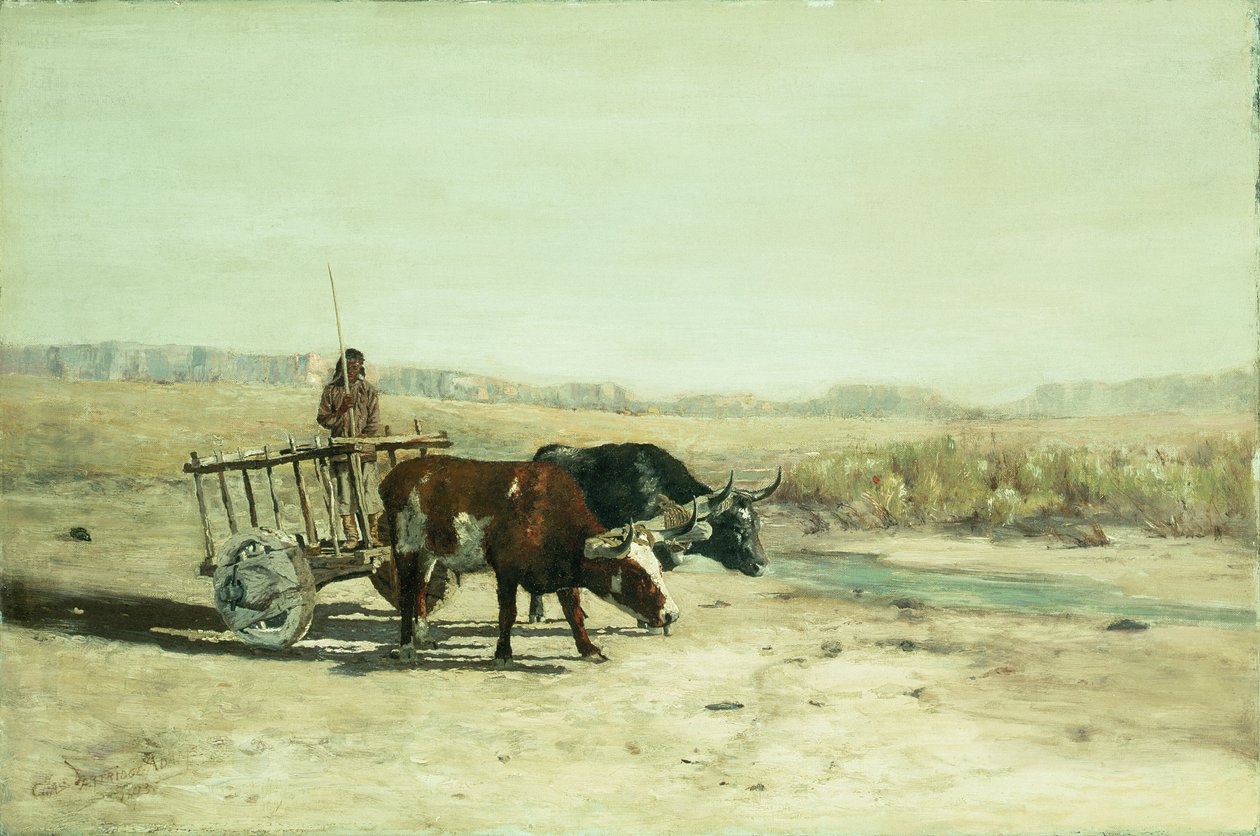 En oksevogn i New Mexico (olie på lærred) af Charles Partridge Adams
