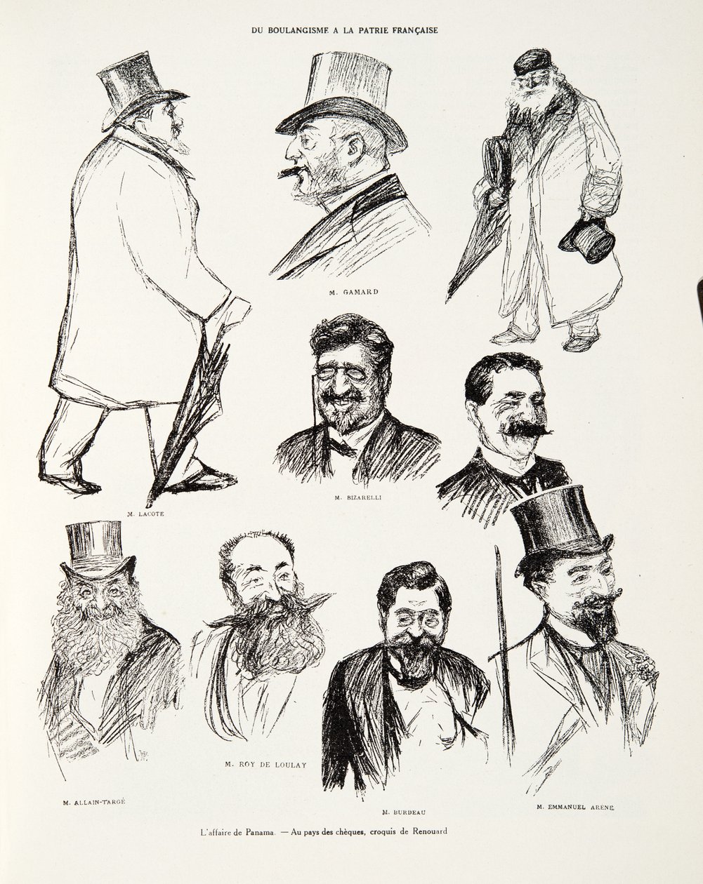 The Panama Affair - In the land of checks, skitse af Renouard, fra Histoire de la Troisieme Republique, Vol. I, Politisk Historie, udg. 1933 af Charles Paul Renouard
