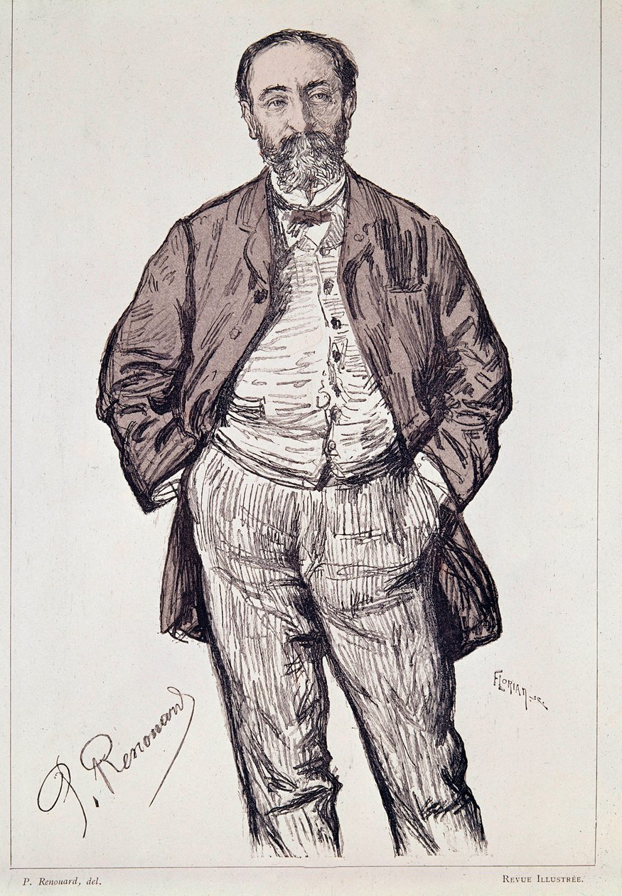Portræt af Camille Saint, Saens, fransk komponist, 20. århundrede (stik) af Charles Paul Renouard
