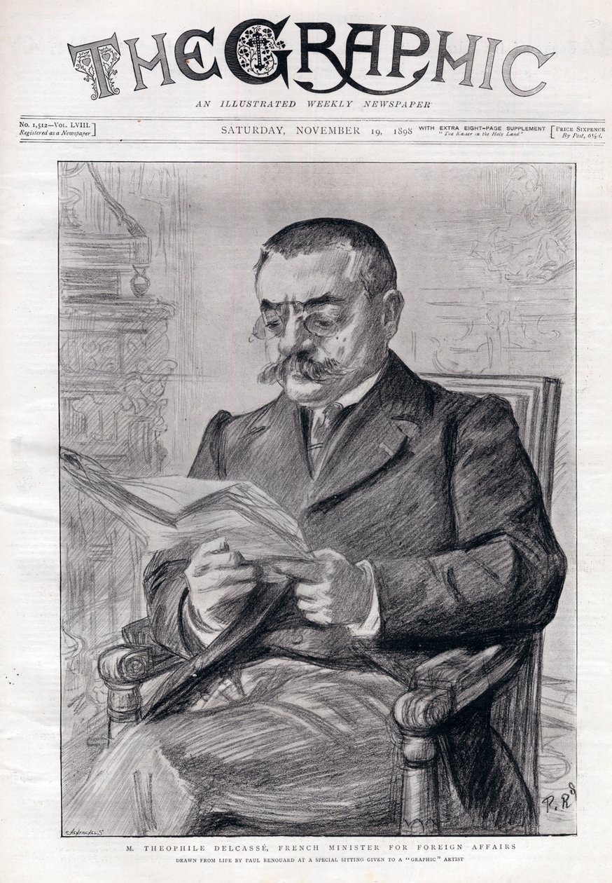 Portræt af Theophile Delcasse (1852-1923), fransk politiker og udenrigsminister. af Charles Paul Renouard