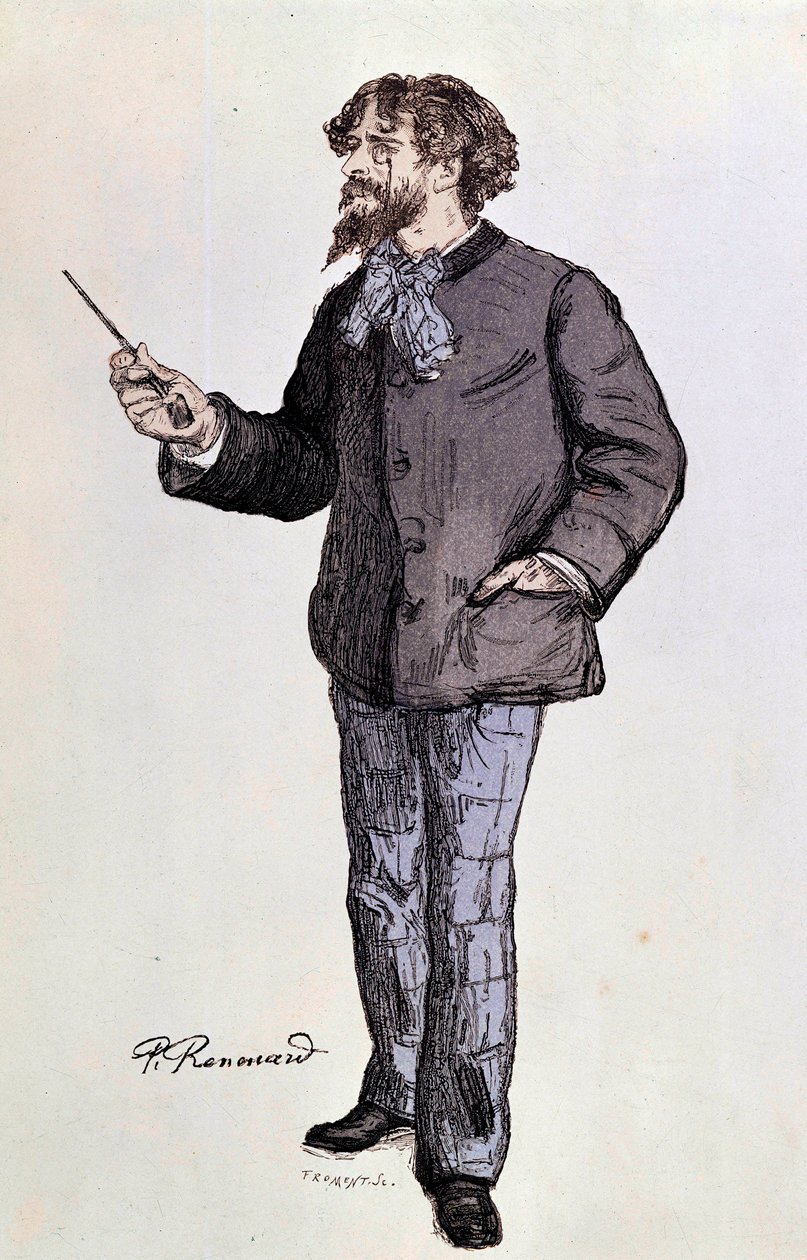 Portræt af forfatteren Alphonse Daudet (1840-1897) Illustration af Paul Renouard privatsamling fra det 19. århundrede af Charles Paul Renouard