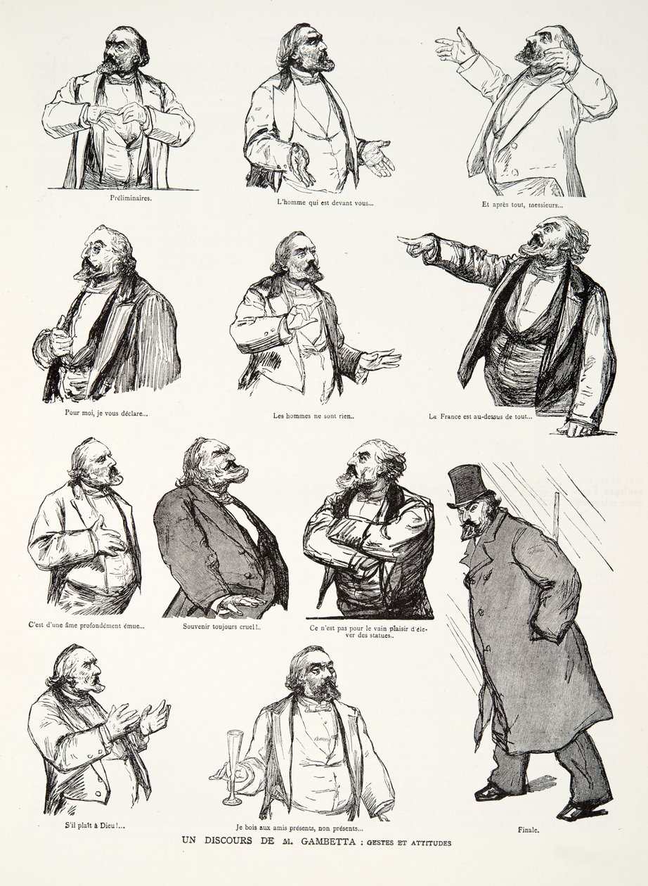 En tale af M. Gambetta: Gestures and Attitudes, fra History of the Third Republic, Vol. I, Politisk Historie, udg. 1933 af Charles Paul Renouard