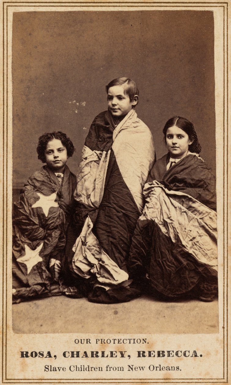 Vores beskyttelse. Rosa, Charley, Rebecca. Slavebørn fra New Orleans, 1864 (foto) af Charles Paxson
