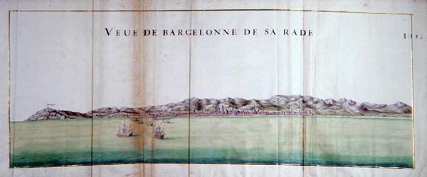 Udsigt over Barcelona og dens havn af Charles Pene