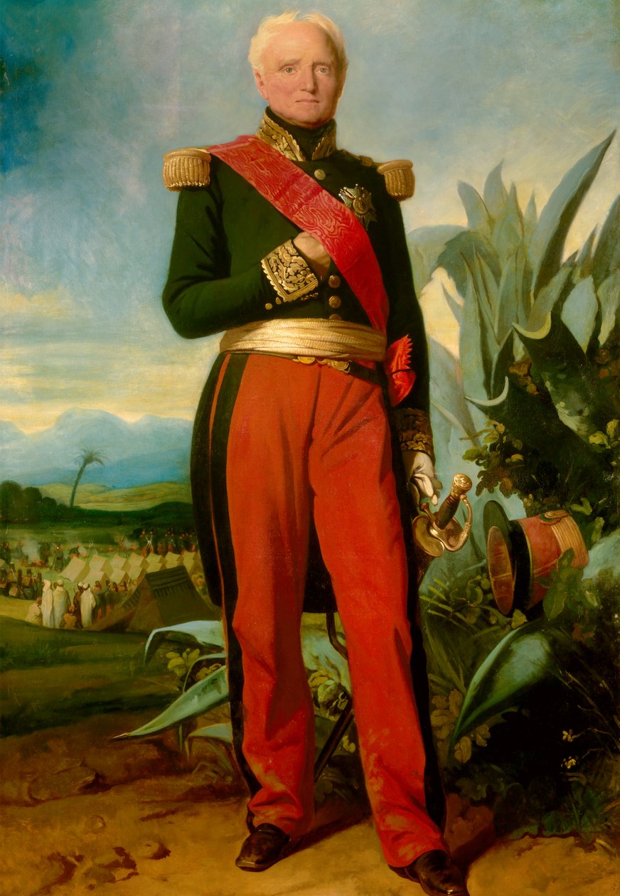 Portræt en pied af Thomas Robert Bugeaud de la Piconnerie (1784-1849), hertug af Isly i 1844, marechal af Frankrig i 1843 Generalguvernør i Algeriet Maleri af Charles Lariviere (1798-1876) 1845 Søn. 2,19x1,45 m af Charles Philippe Lariviere