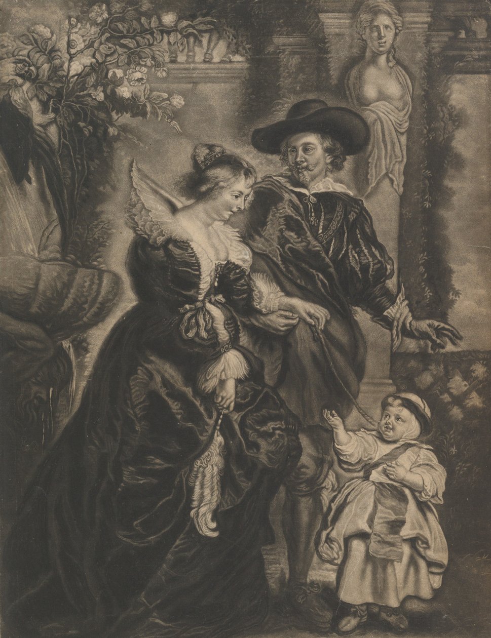 Rubens, hans kone, Helena Fourment, og deres barn, ca. 1770. af Charles Phillips