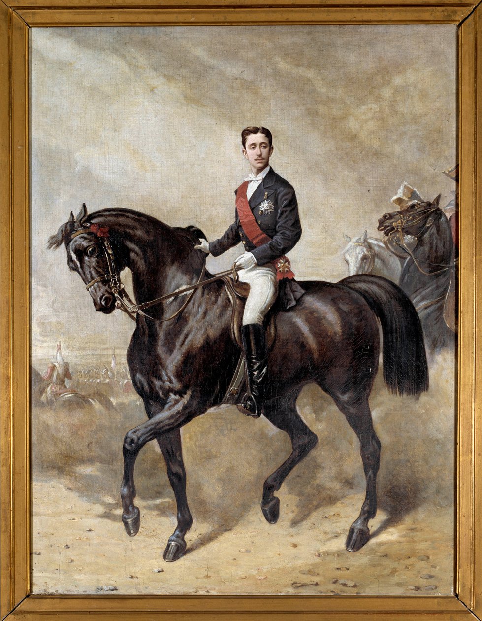 Rytterportræt af kejserprins Eugene Louis Napoleon, søn af Napoleon III (1856 - 1879). Maleri af Charles Porion (1800-tallet) af Charles Porion