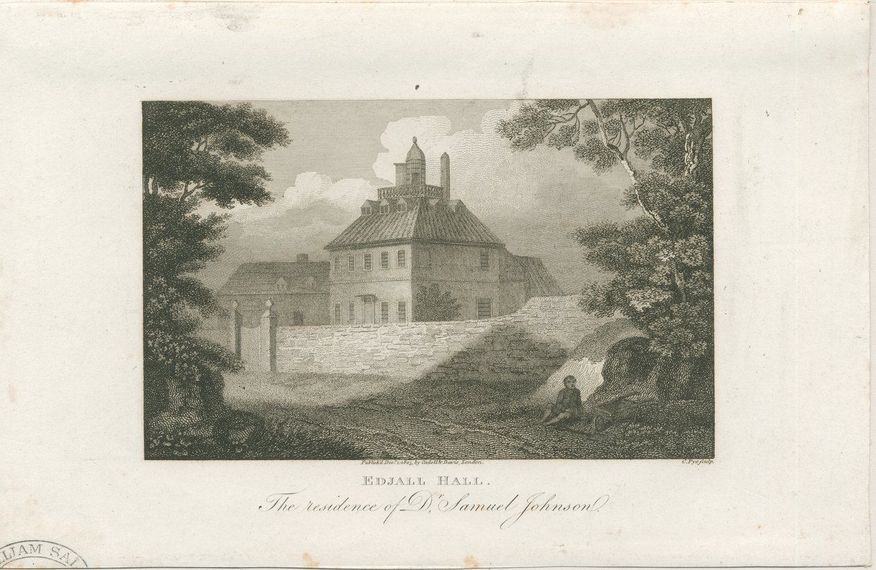 Lichfield - Edial Hall: gravering, nd [c 1805] (tryk) af Charles Pye
