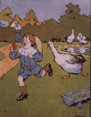 The Gander jagter at drille Georgie, fra `Georgie Porgy