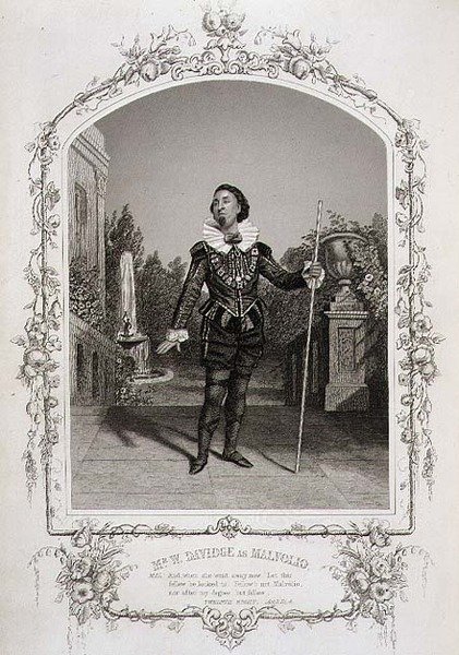 Mr W. Davidge som Malvolio, Akt III, scene 4 i "Twelfth Night", fra et daguerreotypi af Meade Brothers of New York, udgivet af John Tallis & Co. (litografi) af Charles R. and Henry W. Meade