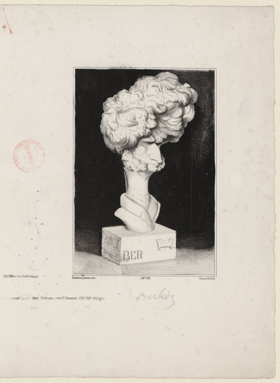 Hector Berlioz af Charles Ramelet (1805-1851) efter en buste af Jean-Pierre Dantan (1800-1869) af Charles Ramelet