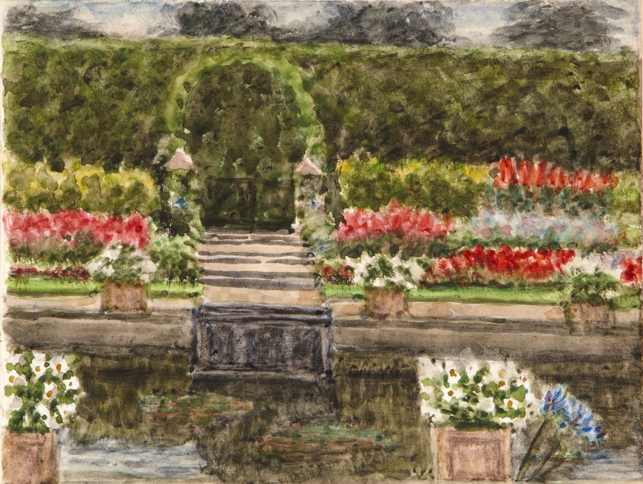 The Sunken Garden (akvarel på papir) af Charles Randal