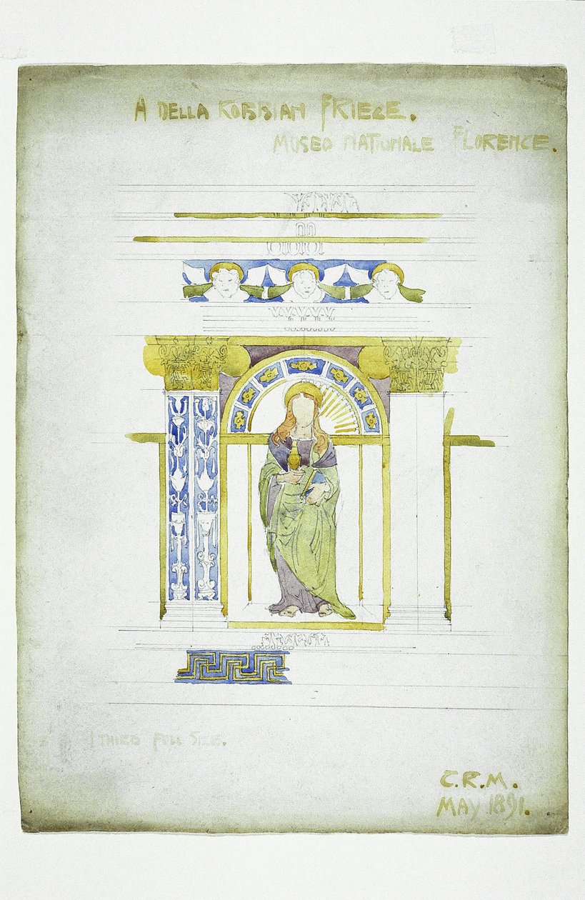 A Della Robbian [sic] Frieze, Museo Nationale, Firenze, 1891 (blyant og akvarel på papir) af Charles Rennie Mackintosh