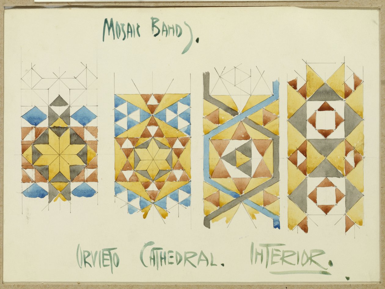 A sheet of studies of mosaic bands, Orvieto Cathedral, 1891dani af Charles Rennie Mackintosh