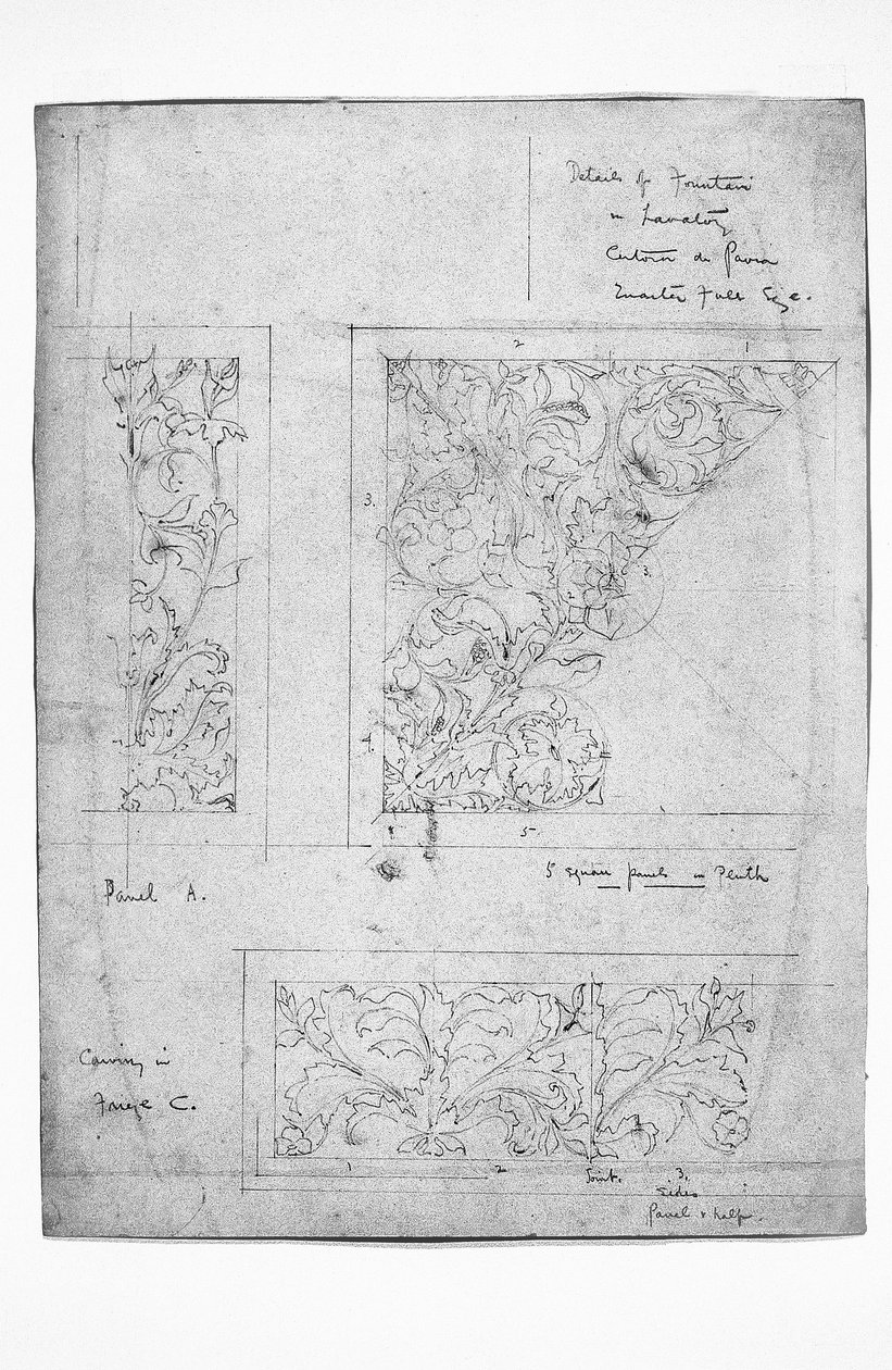 Engel, vægdetalje, 1891 (Blyant og akvarelvask på papir) af Charles Rennie Mackintosh