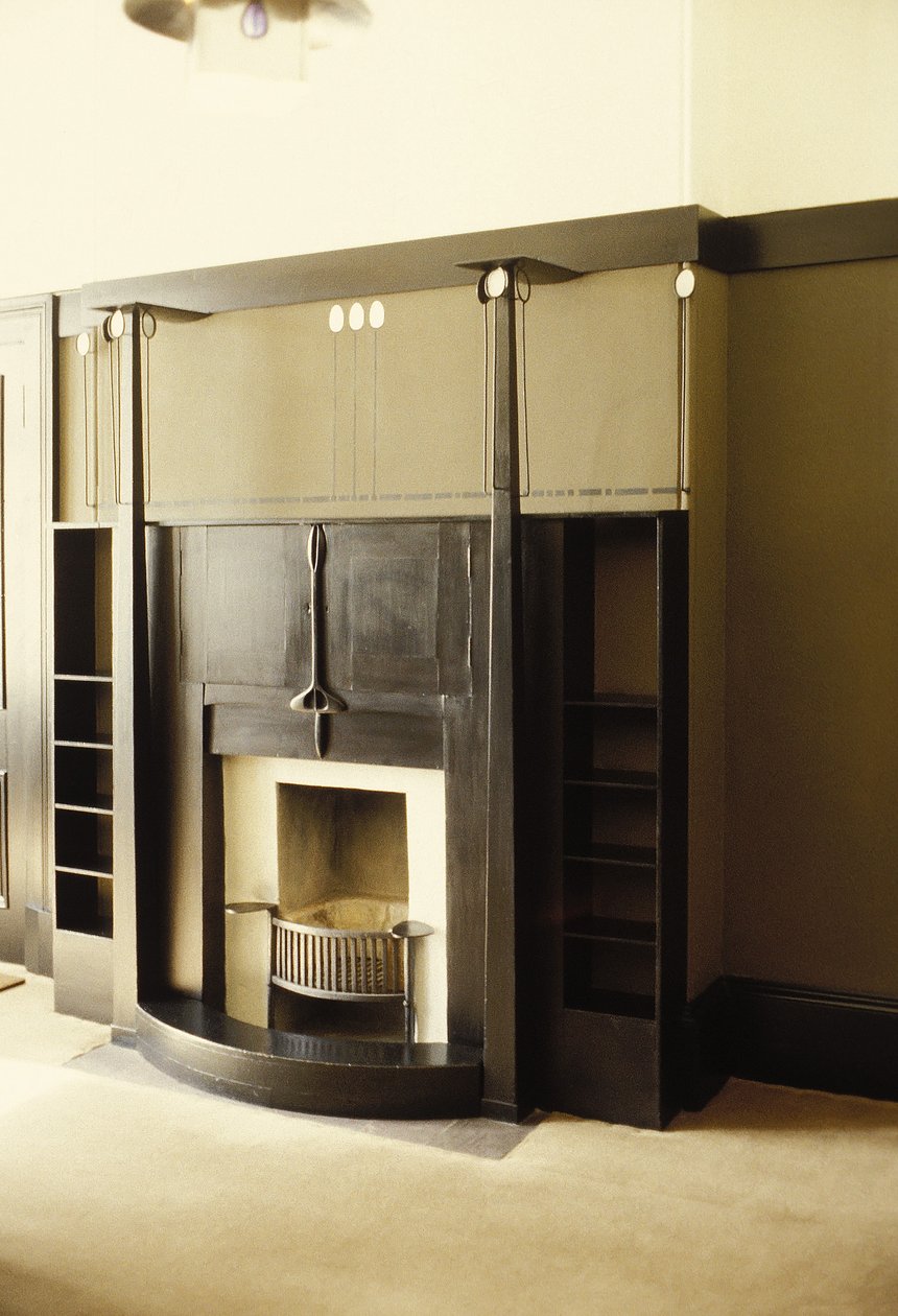 Sortmalet pejs, ca. 1914-c. 1928 (træ, metal) af Charles Rennie Mackintosh
