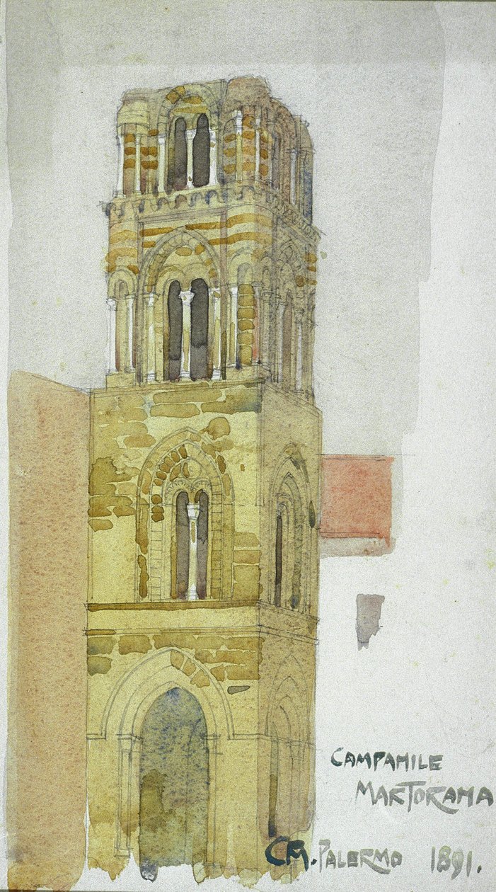 Campanile Martorana, Palermo, 1891 (blyant og akvarel) af Charles Rennie Mackintosh
