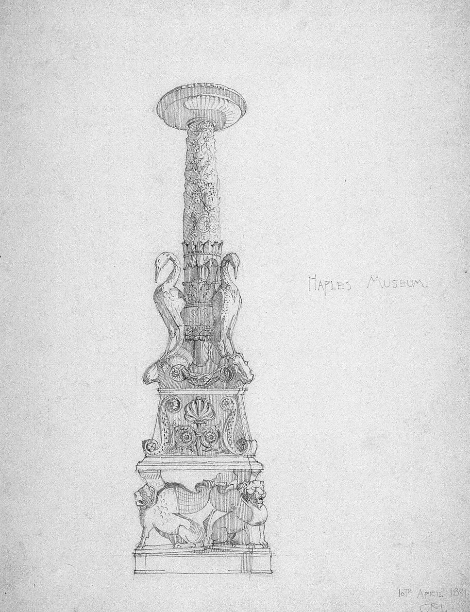 Lysestage (?), Napoli Museum, 1891 af Charles Rennie Mackintosh