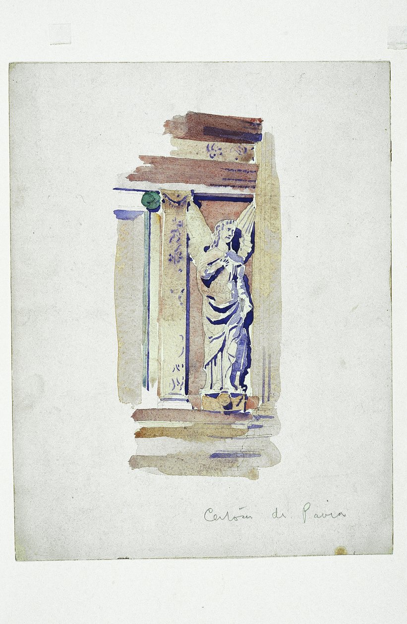 Certosa di Pavia (studie af en skulptureret engel), 1891 (blyant og akvarel på papir) af Charles Rennie Mackintosh