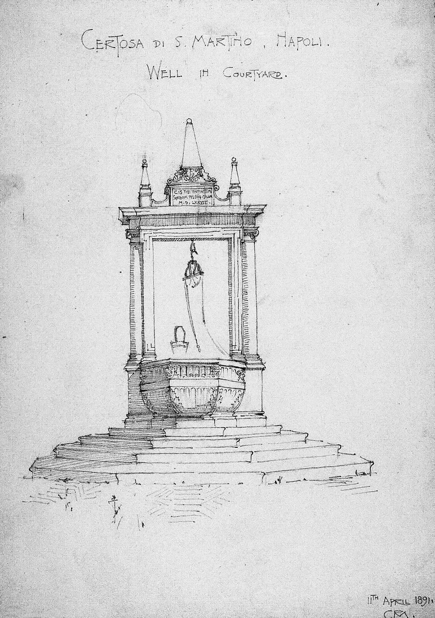 Certosa di S. Martino, Napoli, Well in Courtyard, 1891 af Charles Rennie Mackintosh