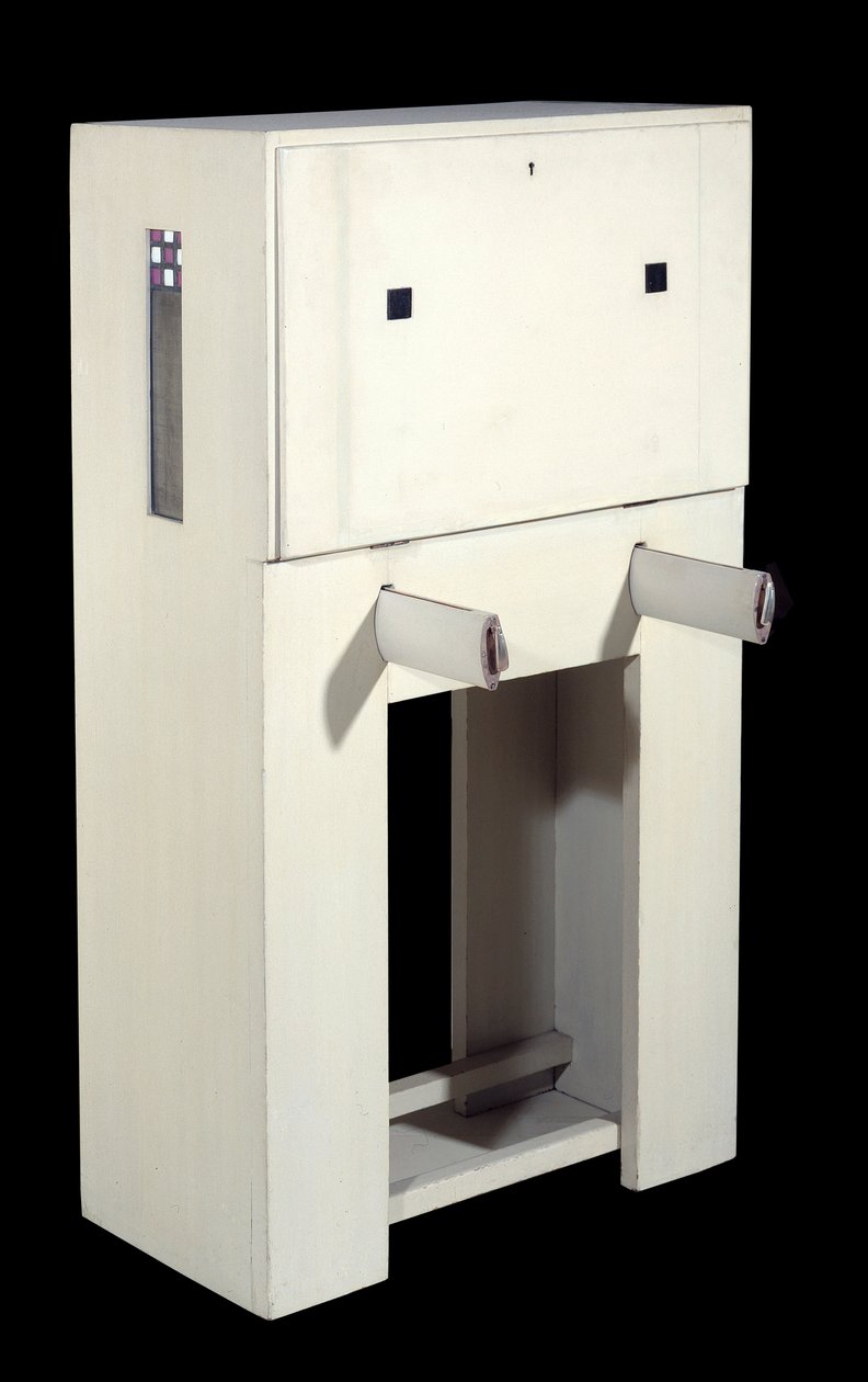 Charles Rennie Mackintosh (1868 - 1928); sekretær et sæde (1904) hvidlakeret træ. højde: 1,21; Paris, Musee d
