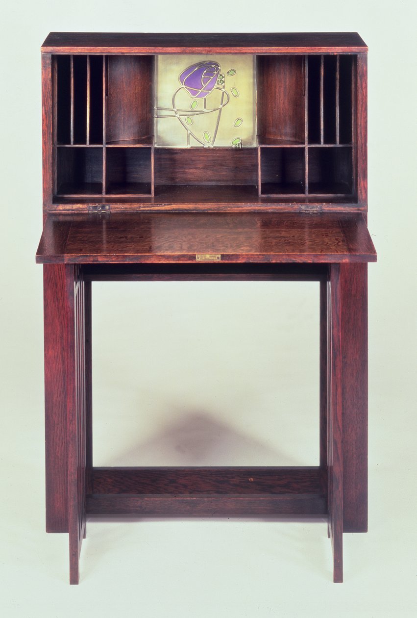 Skrivebord til det blå soveværelse i Houshill, 1904 (åbent, se 45594 for lukket) af Charles Rennie Mackintosh